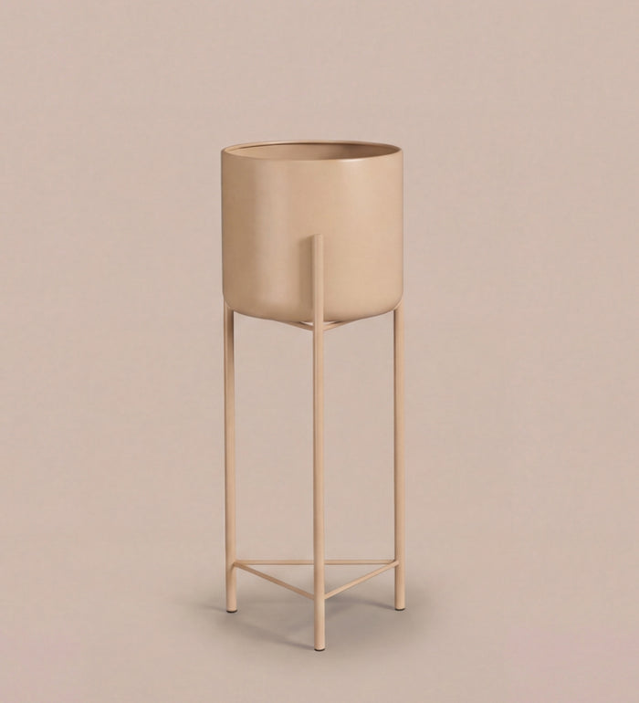 Large pink pot on stand
