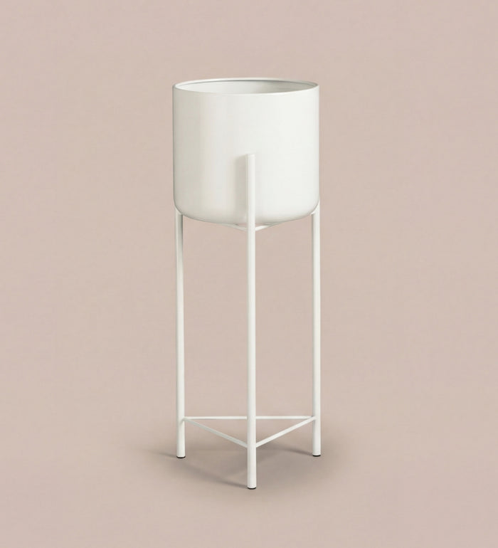 Large white pot on stand