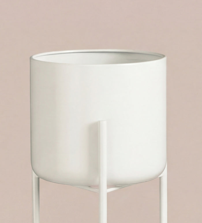 Large white pot on stand