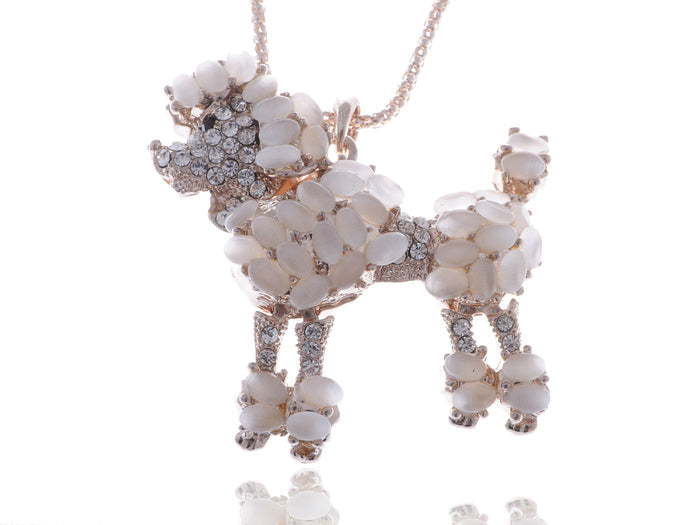 Light Peach Gemss Poodle Dog Pendant Necklace - ALILANG.COM