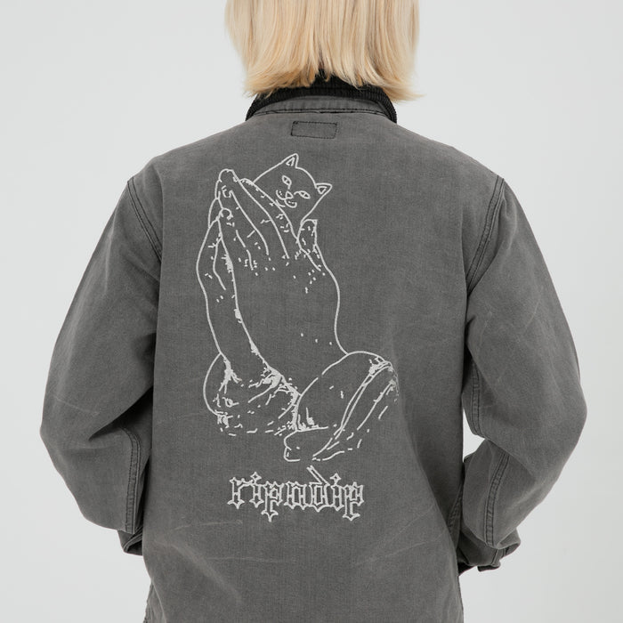 RIPNDIP Los Feliz Denim Work Jacket (Charcoal Stone Wash)