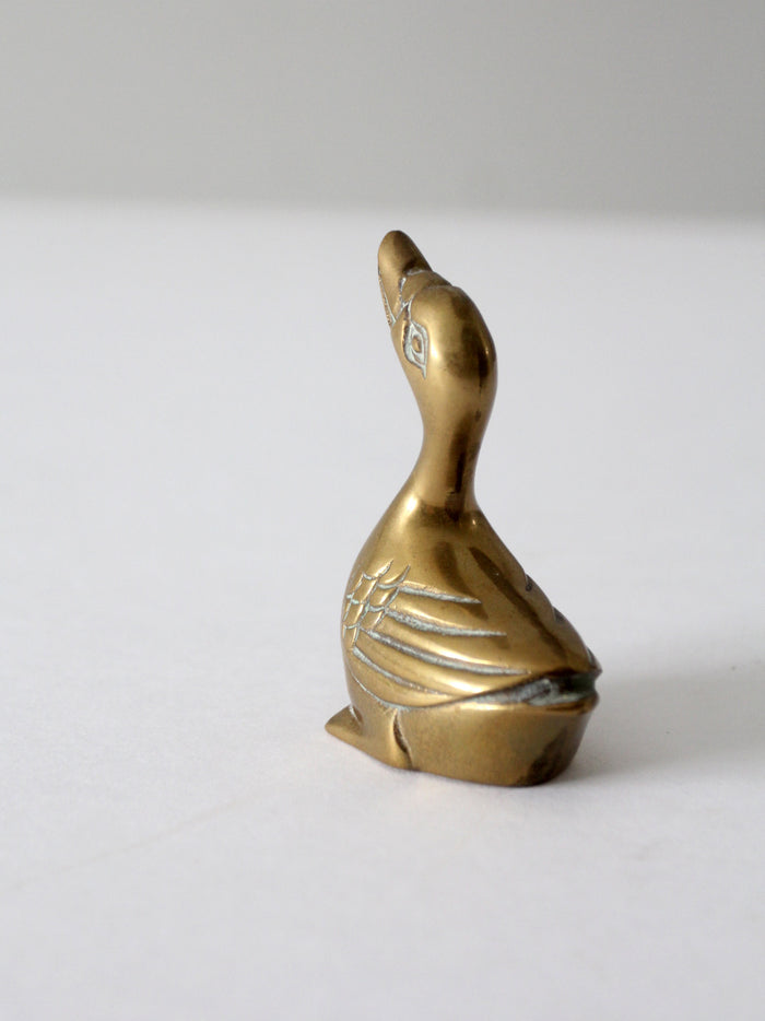 mid century brass duck figurine