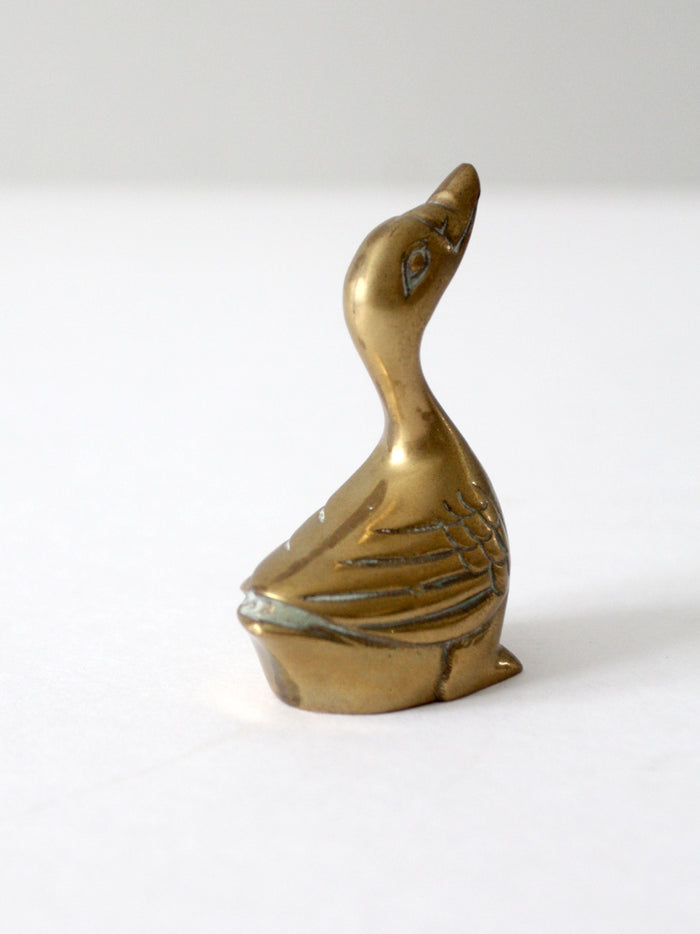 mid century brass duck figurine