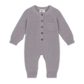 Viverano Milan Soft Organic Knit Grey Coverall Onesie for Babies- Baby Shower Gifts