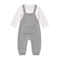Milan Knit Kangaroo Pocket Overall Romper and Bodysuit Set, Grey