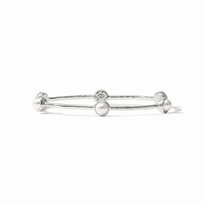 Milano Luxe Bangle- Silver- Pearl