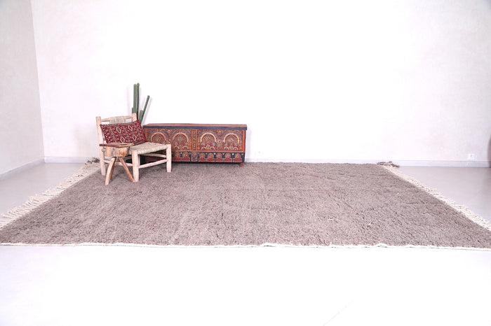 Minimalist taupe Moroccan rug with subtle white accents - Custom size - custom moroccan rugs
