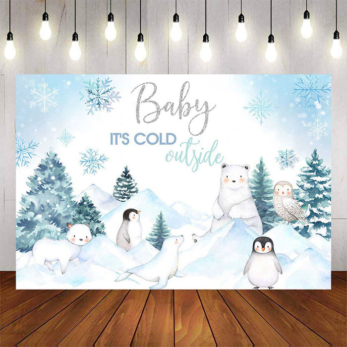 Mocsicka Baby It's Cold Outside Baby Shower Party Background-Mocsicka Party