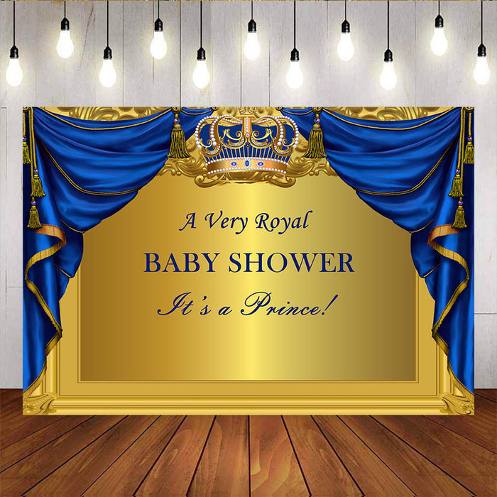 Mocsicka It's A Very Royal Baby Shower Backdrop It's A Princess Golden Crown Backdrops-Mocsicka Party