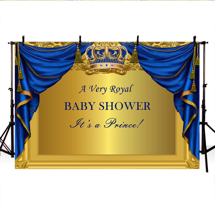 Mocsicka It's A Very Royal Baby Shower Backdrop It's A Princess Golden Crown Backdrops