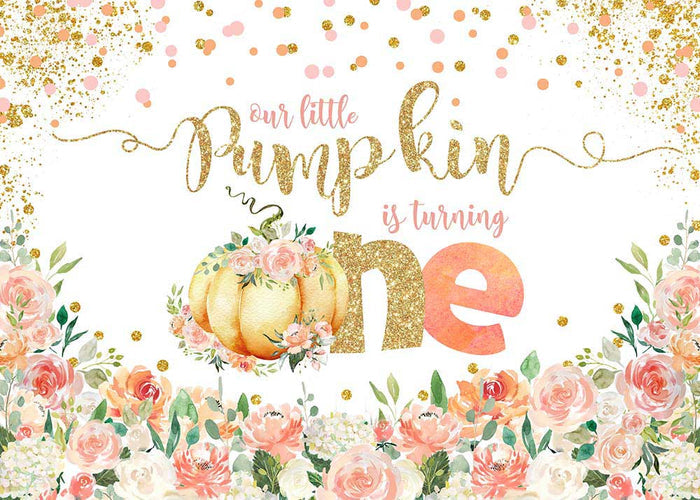 Mocsicka One Little Pumpkin isturning Baby Shower Back Drops Flower Background-Mocsicka Party