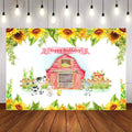 Mocsicka Red Barn and Sunflowers Farm Theme Birthday Backdrop-Mocsicka Party
