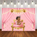 Mocsicka Welcome Princess Baby Shower Backdrop Royal Girl Pink Curtain Photo Background-Mocsicka Party