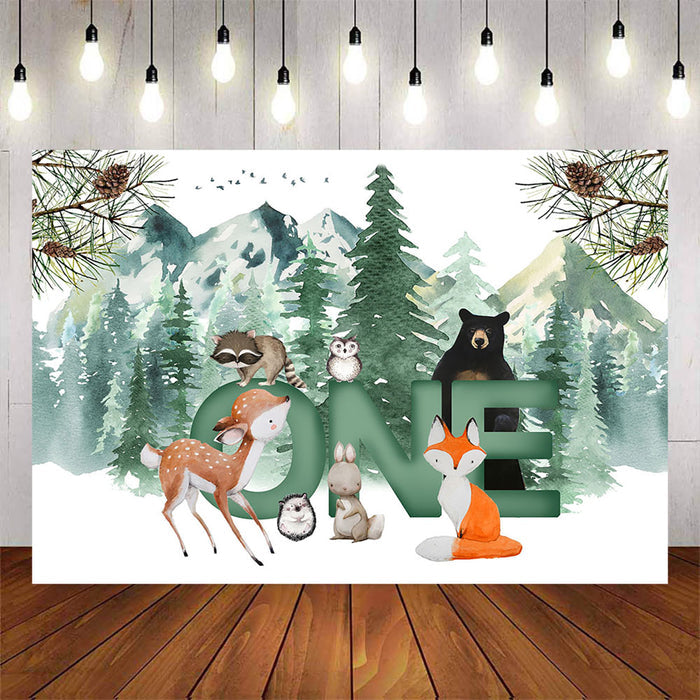 Mocsicka Woodland Animal Backdrop for Birthday