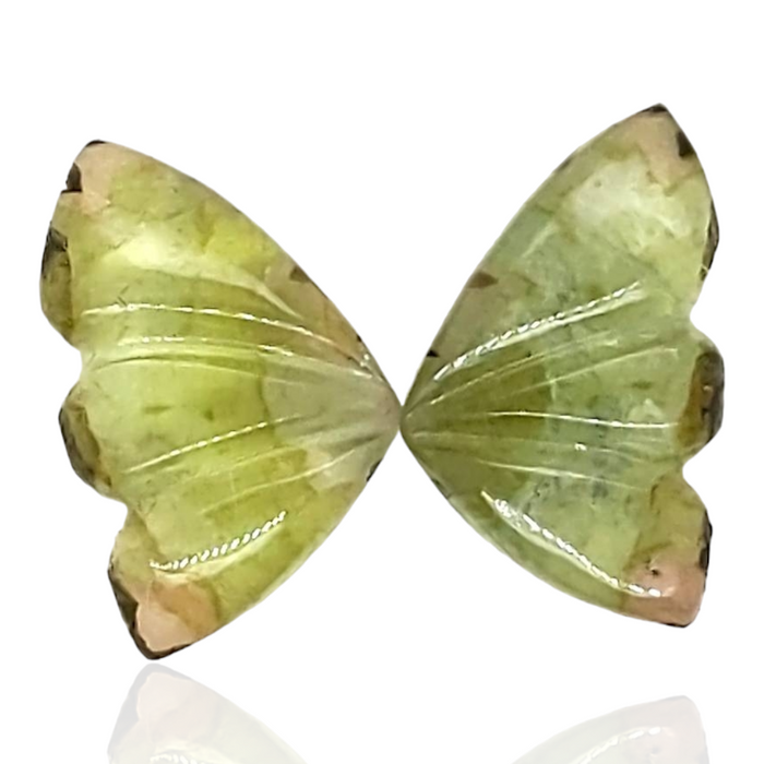 Natural Watermelon Tourmaline Butterfly Carved Pair | Size:14x10mm - The LabradoriteKing