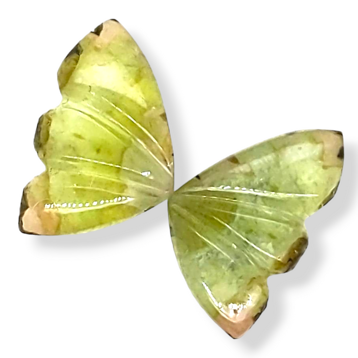 Natural Watermelon Tourmaline Butterfly Carved Pair | Size:14x10mm - The LabradoriteKing