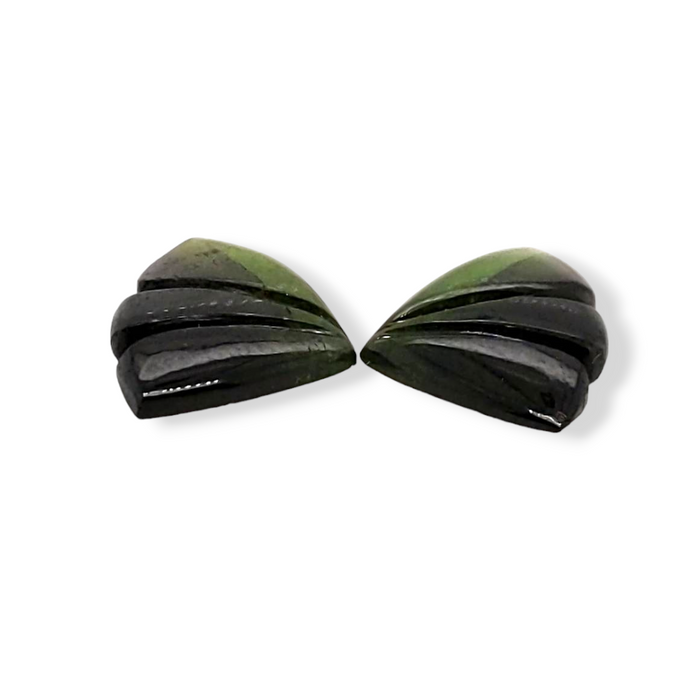 Natural Watermelon Tourmaline Butterfly Carved Pair | Size:15x11mm - The LabradoriteKing