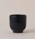 Navy Ribbed Ceramic Pot (13cm)