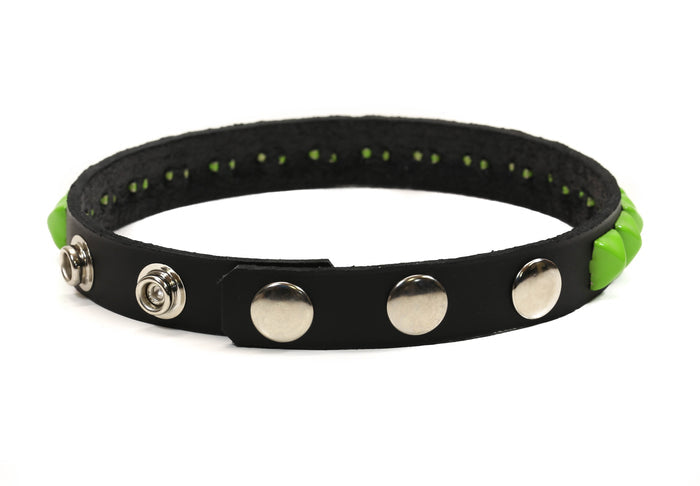 Neon Green Stud 1 Row Black Studded Leather Armlet Armband