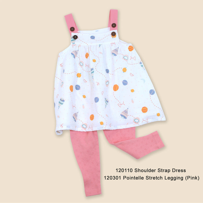 Organic Cotton Shoulder Strap Dress with Bloomer Set for Babies - Space Dream by Viverano