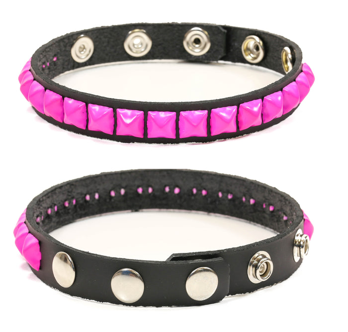 Pink Stud 1 Row Black Studded Leather Armlet Armband