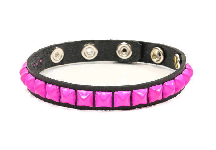 Pink Stud 1 Row Black Studded Leather Armlet Armband