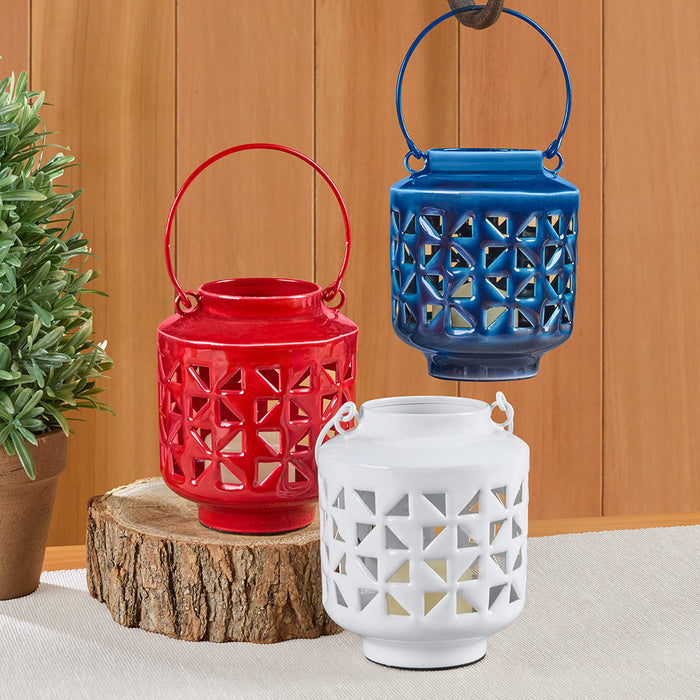 Pinwheel Enamel Garden Lantern