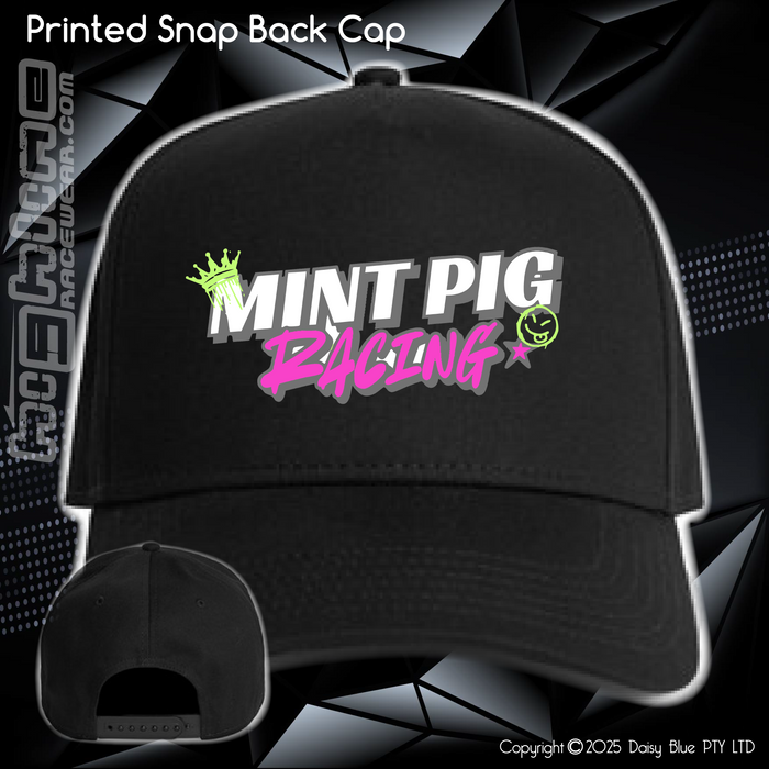 Printed Snap Back CAP - Mint Piglet Race It