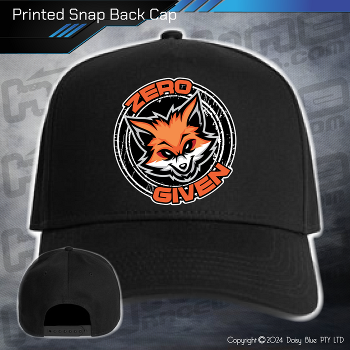 Printed Snap Back CAP - Zero Fox Given