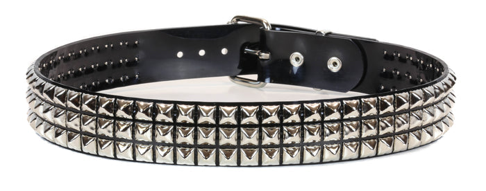 PVC Vinyl Black 3 Row Studded Punk Influenced Belt By Funk Plus