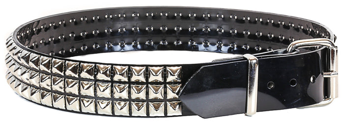PVC Vinyl Black 3 Row Studded Punk Influenced Belt By Funk Plus