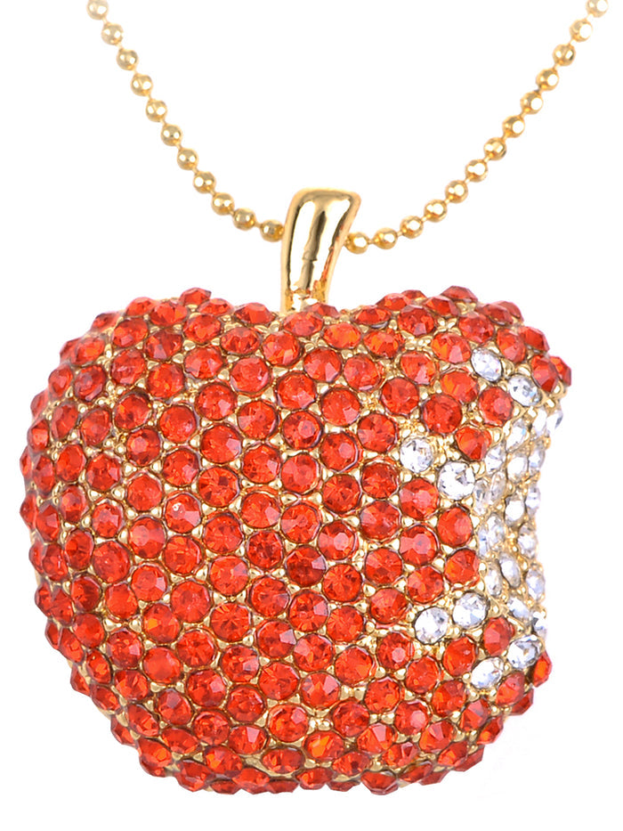 Red Bitten Apple Fruit Pendant Chain Necklace - ALILANG.COM