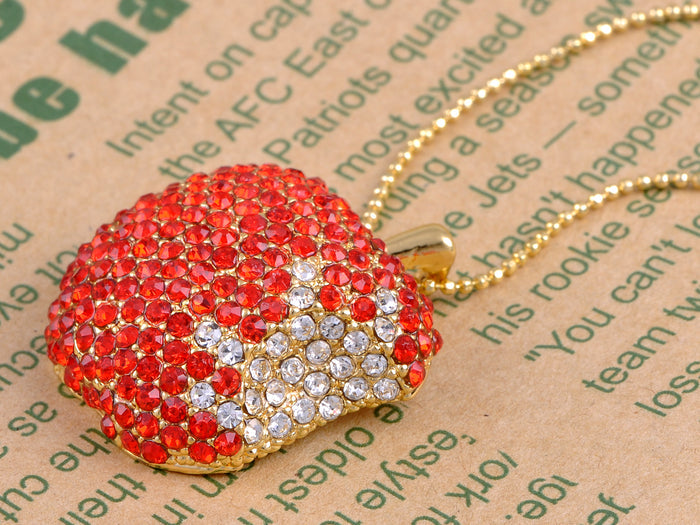 Red Bitten Apple Fruit Pendant Chain Necklace - ALILANG.COM