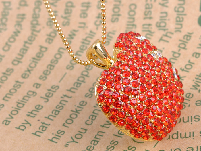 Red Bitten Apple Fruit Pendant Chain Necklace - ALILANG.COM