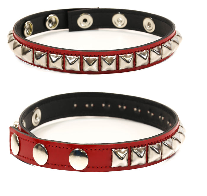Red Patent 1 Row Black Studded Leather Armlet Armband