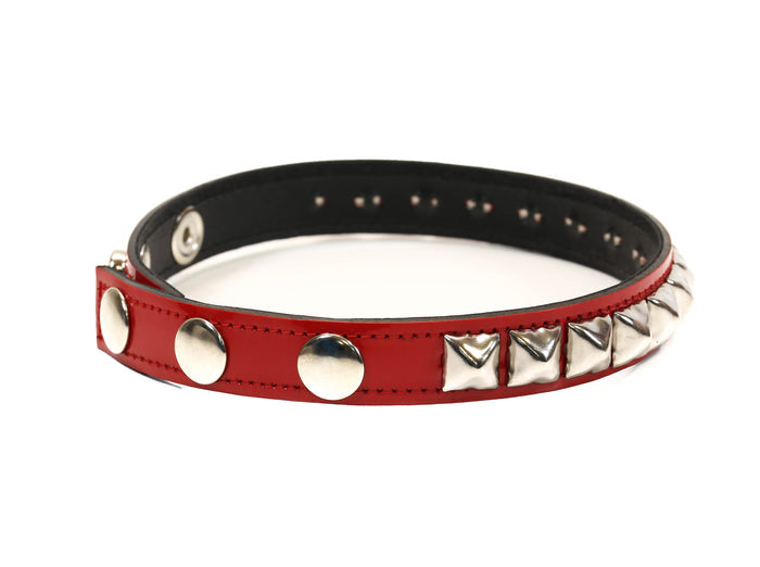 Red Patent 1 Row Black Studded Leather Armlet Armband