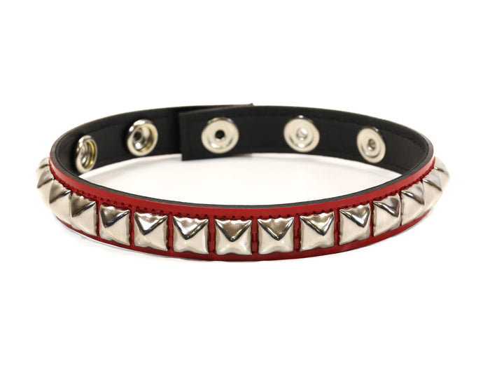 Red Patent 1 Row Black Studded Leather Armlet Armband