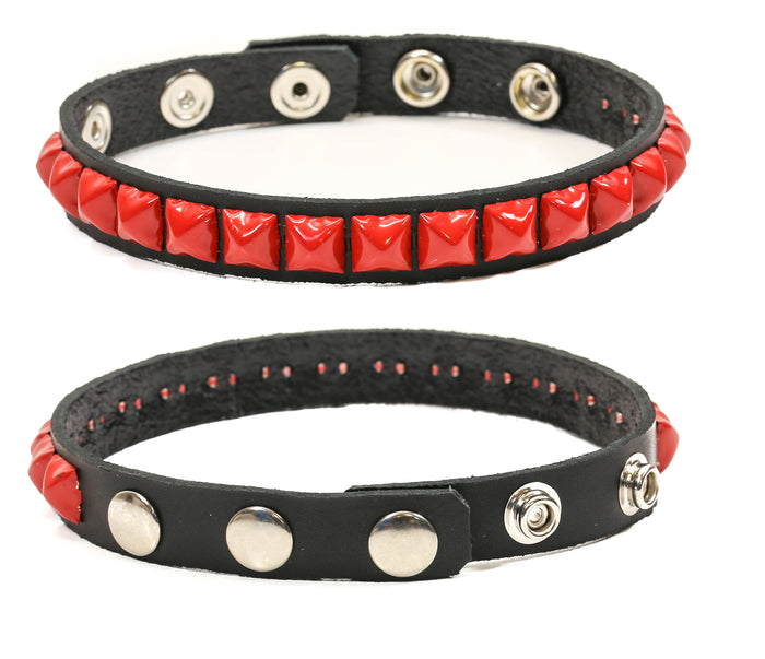 Red Stud 1 Row Black Studded Leather Armlet Armband