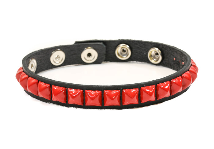 Red Stud 1 Row Black Studded Leather Armlet Armband
