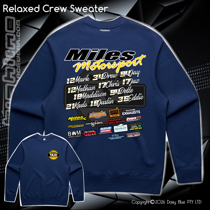 Relaxed Crew Sweater - Miles Motorsport