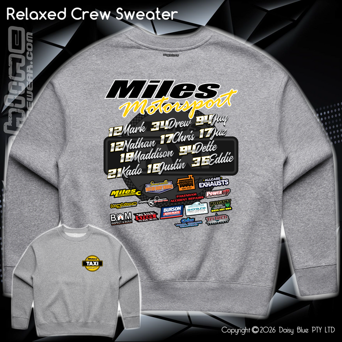 Relaxed Crew Sweater - Miles Motorsport