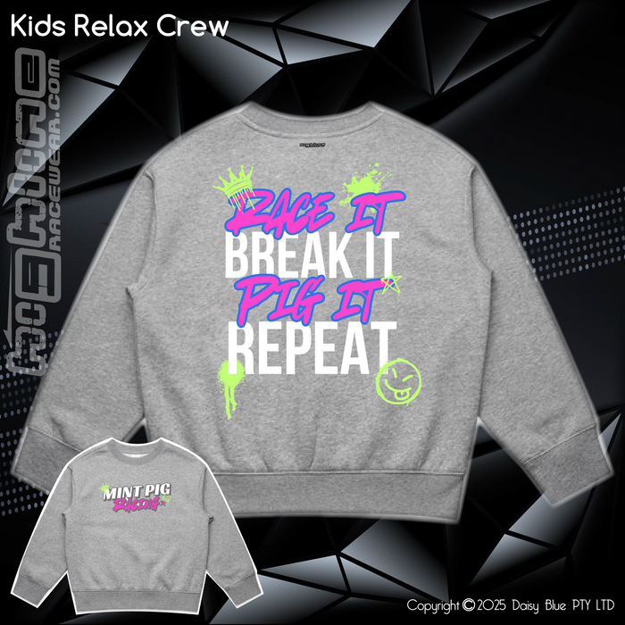 Relaxed Crew Sweater - Mint Piglet Race It
