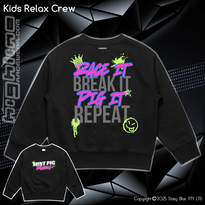 Relaxed Crew Sweater - Mint Piglet Race It