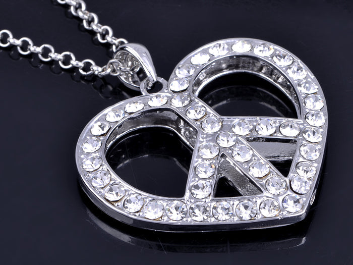 Retro Heart Love Peace Symbol Pendant Necklace