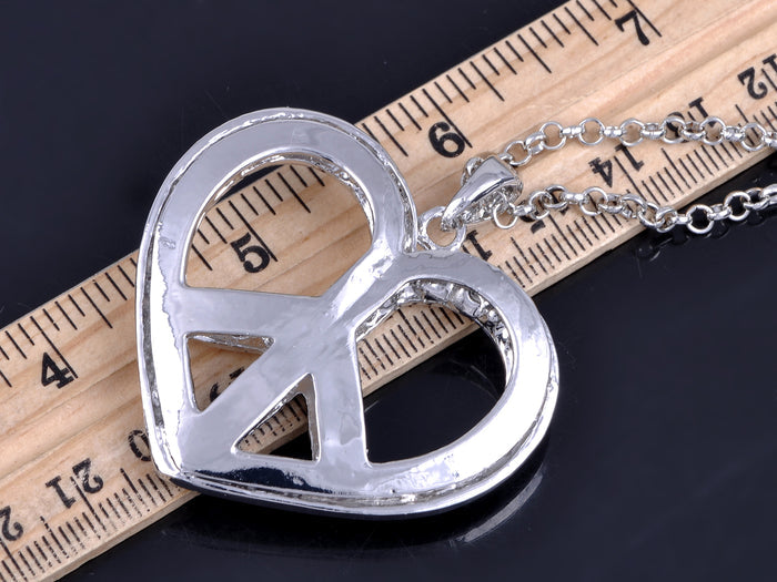 Retro Heart Love Peace Symbol Pendant Necklace