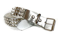 Silver Patent Vegan 3 Row Silver Pyramid Studded Belt By Funk Plus