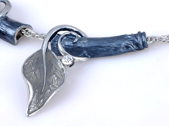 Silver Tone Vine  Leaf Pendant Necklace