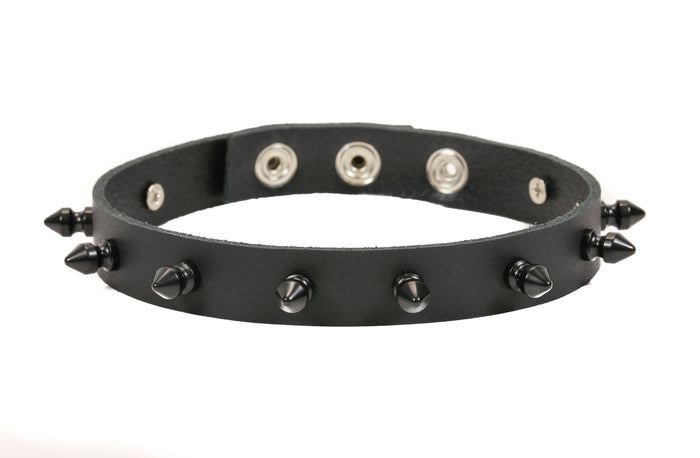 Single Row Black Spike Leather Armlet Armband