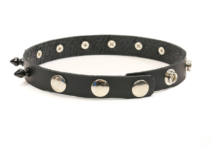 Single Row Black Spike Leather Armlet Armband