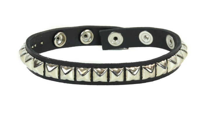 Single Row Silver Studded Leather Armlet Armband